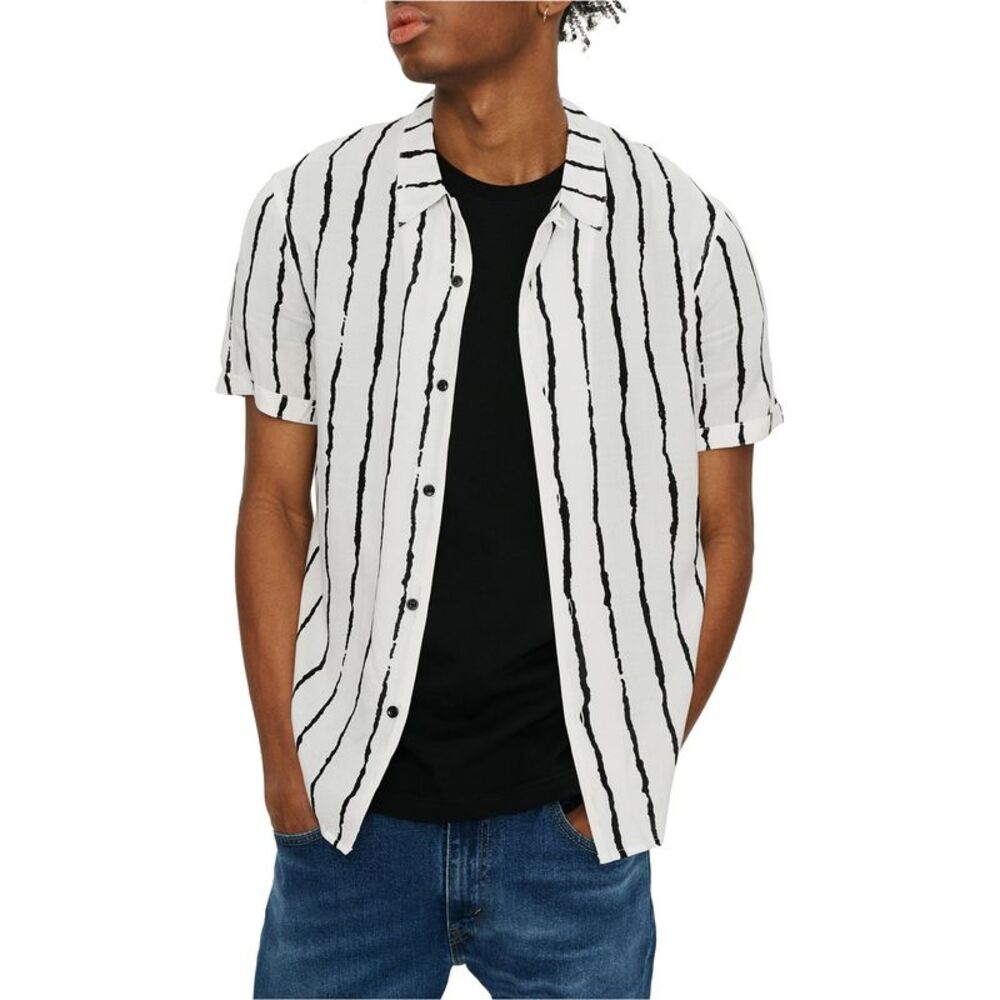Elevenparis Mens Striped Button Up Shirt, NWT